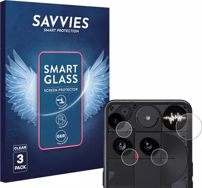 Produktbild von 3x Savvies Schutzglas Folie für Nothing Phone (3) (NUR Kameraschutz) 9H Panzer Schutzfolie Glas Displayschutz klar transparent