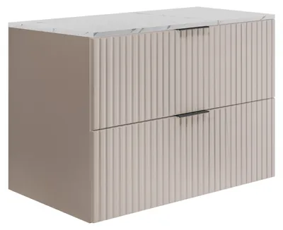 Produktbild von Wandhängender Badezimmerschrank, Kaschmir /weißem Marmor-Optik (MDF), 80 x 57 x 46 cm