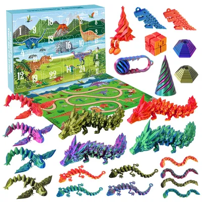 Image de Calendrier de l'Avent 2025 pour enfants - Petits cadeaux pour calendrier de l'Avent, garçons et filles - Dragon imprimé en 3D