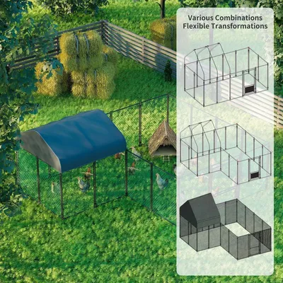 Produktbild von Trovado Hühnerstall mit Überdachung – Hühnergehege für den Außenbereich – 4x3x1,5 m – 10 m² – Hühnergehege – Stall mit Überdachung