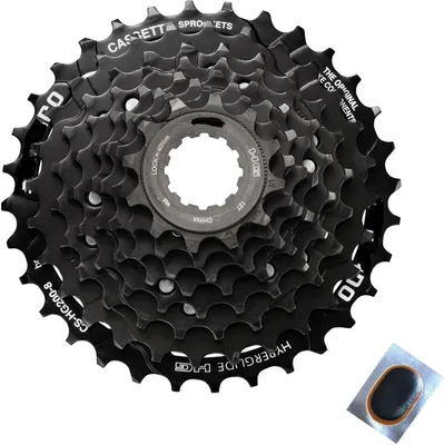 Produktbild von Angebot-Set / 1 x Shimano Kassette CS-HG200-8 8-fach 12-32 Zähne Schwarz inkl. 1 Schlauchflicken