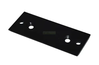 A black metal plate with holes, isolated on a white background.