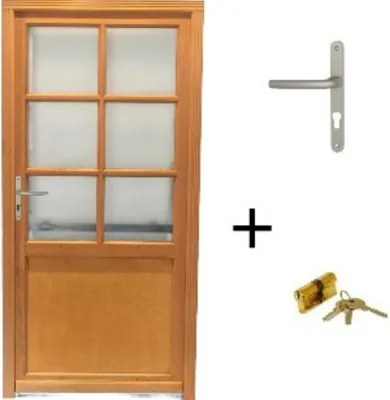 Image de Porte De Service Bois vitree Naxos (Capucine), H200 x L80 p, droit + Poignee Et Barillet (ref 01245F924)