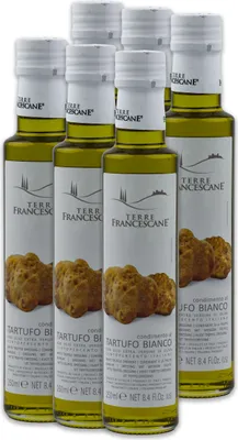 Produktbild von Food-United Weißer Trüffel-Öl 6x 250ml von TERRE FRANCESCANE extra Natives Olivenöl mit weißem Trüffel-Aroma Premium-Trüffelöl aus Italien für Feinschmecker-innen und Gourmetküche