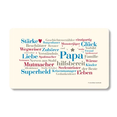 Produktbild von Bruchfestes Frühstücksbrettchen für Papa, Motiv 'Wörter aus dem Leben eines Papas', 23,5 x 14,5 cm