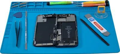 Produktbild von MMOBIEL Reparatur- und Lötmatte Silikon - 35x25 cm – Hitzebeständig 500°C – Blau