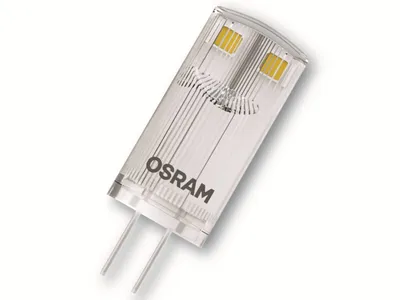 A single Osram LED light bulb with two pins.