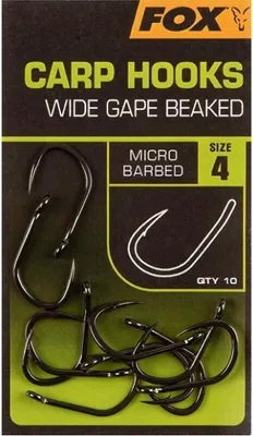Produktbild von Fox Carp Hooks Wide Gape Beaked - 10 Karpfenhaken, Größe:8
