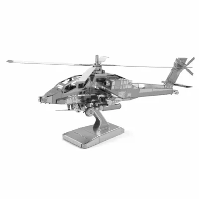 Produktbild von Metal Earth AH-64 Apache, Drehflügler-Modell, Montagesatz, McDonnell Douglas AH-64 Apache, Junge/Mädchen, Metall, Zwischen