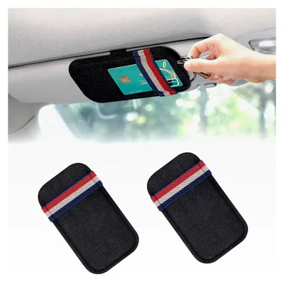 Produktbild von Brillenhalter für das Auto, 2 Stück Sonnenblende Brillenetui, Clip zur Aufbewahrung von Sonnenbrillen, Universal Sonnenbrillenhalter für die Sonnenblende (Schwarz)