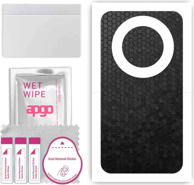 Produktbild von apgo Rückseite Schutzfolie, Skin, kompatibel mit ZTE Changxing 60, Hinten Displayschutzfolie aus Vinylfolie, kratzfest, einfache Montage - Schwarze Honigwabe