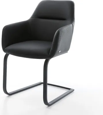 Produktbild von DELIFE Freischwinger Pejo-Flex Echt-Leder Schwarz Freischwinger flach Schwarz Taschenfederkern