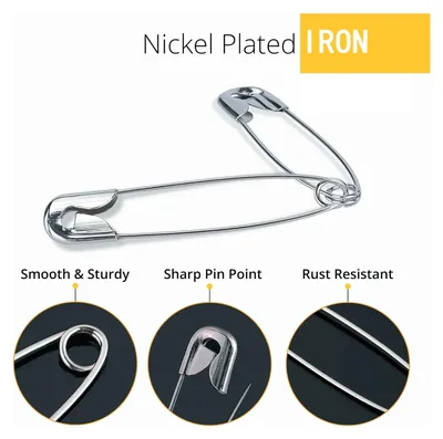Immagine prodotto di Spille di sicurezza confezionate in scatola da 200 - Spille di sicurezza - 22 mm - Ferro - Ideali per abbigliamento, cucito e lavori manuali