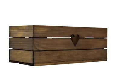 Produktbild von Blumenkasten aus Holz braun 40 cm mit Herz