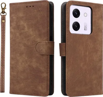 Produktbild von Xiaomi Poco M7 Pro 5G Hülle - Coverup Klapphülle mit Schlüsselband - Braun
