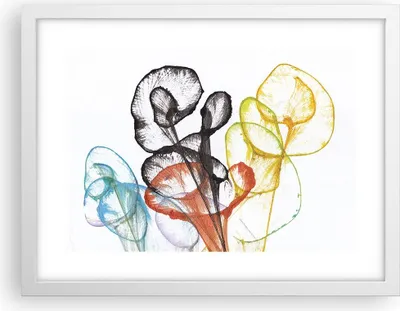 Produktbild von Gerahmtes Poster - Weißer Rahmen - Blumen Abstraktion Surrealismus - 40x30 cm - Wand Bild - Wanddeko - Wandbilder - Kunstposter - Wandposter - Bilderrahmen - Bilder - Kunstdruck - P2WAA40x30-4444