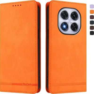 Produktbild von Hülle für Xiaomi Redmi Note 14 Pro 4G, Retro Kunstleder Ständer Klapphülle mit Kartenfächer und Magnetische Orange
