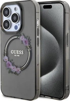 Produktbild von Etui Guess Iml Flowers Wreath Magsafe Na Iphone 15 Pro - Czarne