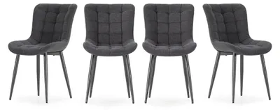 Image de CALICOSY - Lot de 4 Chaises en tissu matelassé avec pieds en métal H85 cm - MAË