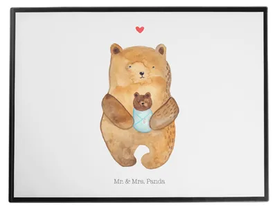 Produktbild von Mr. & Mrs. Panda schreibtischunterlage Bär Baby - Weiß - Geschenk, Schreibunterlage, Nichte, Unterlage Schreibtisch, Teddy, bastelunterlagen, Geburtstag, Geburt, Mutter