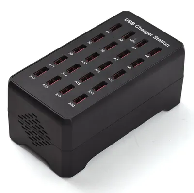 Produktbild von USB-C-Ladeblock, mehrere Anschluesse, 20 Anschluesse, 100 W, intelligentes USB-Ladegeraet, Schnellladegeraet, USB-C, USB-Ladehub fuer mehrere Geraete, Sicherheitsschutz