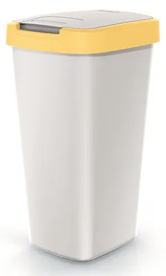 Produktbild von Compacta Q Mülleimer 45L, Aschgrau mit Gelb Abfalleimer, Schwingdeckel, Biomülleimer, Papierkorb, Mülltonne für Küche, Bad, Büro & Abfalltrennung