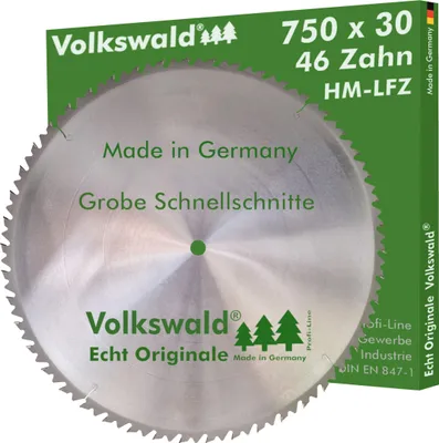 Produktbild von Volkswald ® HM-Sägeblatt LFZ 750 x 30 mm Z= 46 für Tischkreissägen Wippkreissägen Brennholzsägen für Naturholz Brennholz Massivholz Hartholz