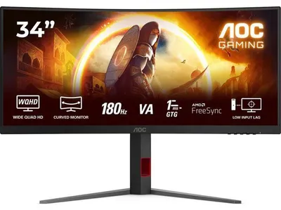 Produktbild von Gaming Monitor, 34 Zoll Curved WQHD 180Hz, 0.5ms Fast VA Panel, Höhenverstellbar, AOC CU34G4