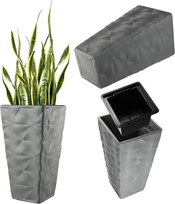 Produktbild von Gartenpflanztopf mit Abstellfläche - Außen Dekoration - 3D Muster Effekt - 745 cm - Grau
