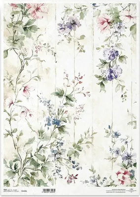 Image de Papier de riz pour découpage, papier de bricolage pour découpage, format A3, ITD 1435L, motif floral