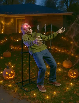 Immagine prodotto di Animatronic zombie impalato con suoni e luci per Halloween, 1,4 m -