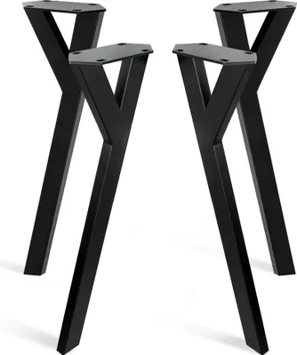 Produktbild von Natural Goods Berlin 4er Set Y Legs Tischbeine - Möbelfüße aus Metall in Y-Form für Dein nächstes DIY-Projekt - Schwerlast Tischgestell für Schreibtische & Esstische, 72 cm, Schwarz