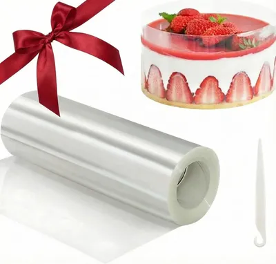 Produktbild von Kuchenrandfolie - 20 cm - Acetatfolie - Wiederverwendbar - Kuchenfolie - Kuchenrand - Transparente Kuchenfolie, Kuchenringfolie
