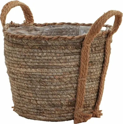 Produktbild von Seegraskorb mit Henkeln aus Hanfseilen 29x23cm, foliert boho