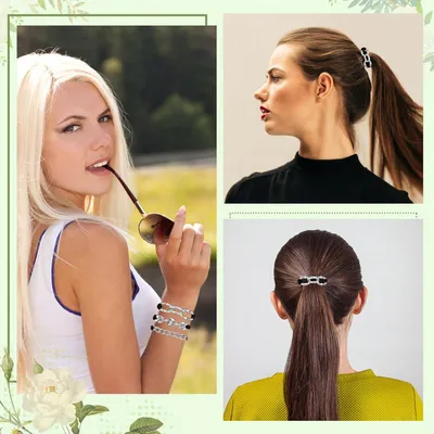 Produktbild von Modische silberne Haargummis Set für Damen und Mädchen - elastische Haaraccessoires mit Armband - 3 Stück
