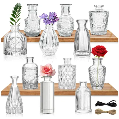 Image de Omgoods - Ensemble de 12 vases en verre vintage pour la décoration florale