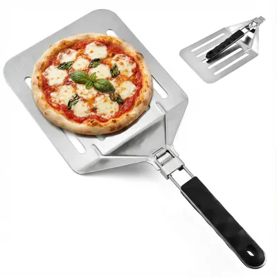 Produktbild von Edelstahl-Pizzaheber, perforiert, zusammenklappbar, 20,3 x 23 cm