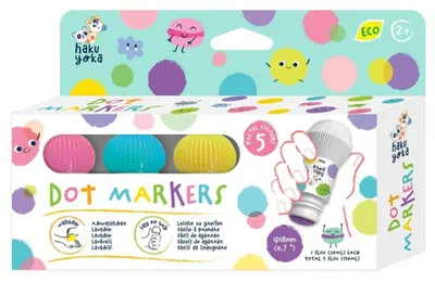 Immagine prodotto di Set di 5 pennarelli lavabili Dot - colori pastello, Haku Yoka