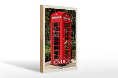Produktbild von Holzschild Städte London United Kingdom Telephone 20x30cm