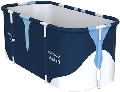 Imagen del producto de Bañera plegable - Bañera portátil - Relájese mientras se baña - Diseño compacto y plegable - 140 x 60 x 50 cm - Azul