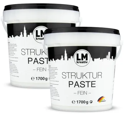 Produktbild von LM-Kreativ Strukturpaste fein 3,4 kg, Weiß – Texture Paste für Acrylmalerei, Impasto und Reliefs auf Leinwand, Holz und Pappe, wasserbasiert