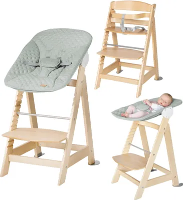 Produktbild von roba Born Up Treppenhochstuhl, Set 2in1, 'roba Style' frosty green, Hochstuhl mit Liegefunktion, ab Geburt