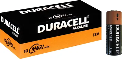 A Duracell alkaline battery and its packaging are shown.