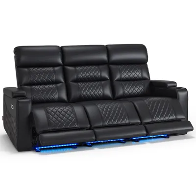 Produktbild von M MCombo 3 Sitzer Fernsehsessel Elektrisch Verstellbar, Zero-Gravity-Kinosessel mit LED, Verstellbare Kopfstütze, mit Schlaffunktion,7705 (Schwarz)