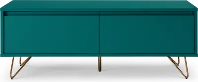 Produktbild von SalesFever Lowboard aus MDF | 1 Schublade und 1 Klappfach | Beine Metall mit Messinglegierung | B 120 x T 40 x H 45 cm | blau