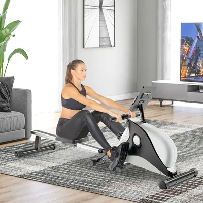 Produktbild von Merax Rudergerät mit LCD-Monitor und 4 KG Schwungradmasse, Rudermaschine klappbar, leiser 8-stufigem Magnetwiderstand, Max.Benutzergewicht 110kg