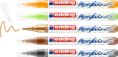 Produktbild von edding 5300 Acrylmarker Fein - Naturfarben - 5er-Set - feine Spitze 1-2 mm - Acrylmalstifte zum Malen auf Leinwand, Kunstdruckpapier, Holz, Stein - Germany