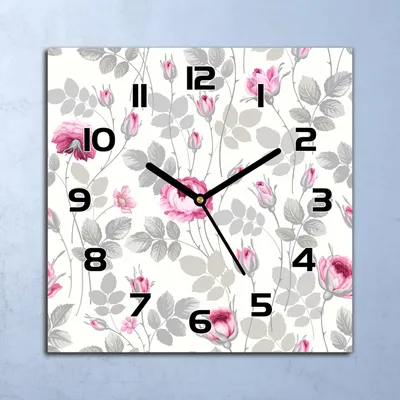 Produktbild von Wanduhr Echt-Glas-Küchenuhr Pastell Rosen Blumen Quarz 30x30 Deko Bilder