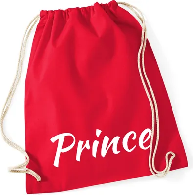 Produktbild von Huuraa Turnbeutel Prince Schriftzug 12 Liter Classic Red Baumwolle Rucksack Geschenkidee