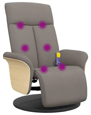 Obrázok produktu pre vidaXL Masážne kreslo s podnožkou taupe fabric